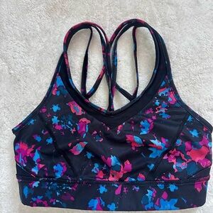 lululemon athletica Black and Pink Floral Sports Bra